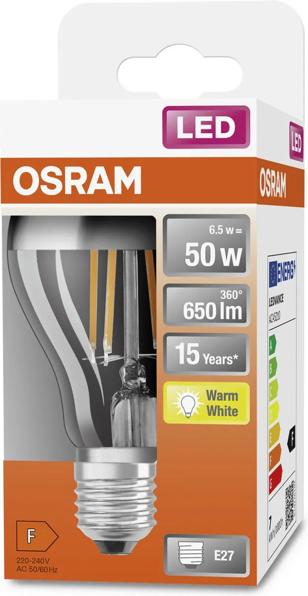 Osram LED-lamp E27 6.5W Warmwit - 2700K - Goudkleurig