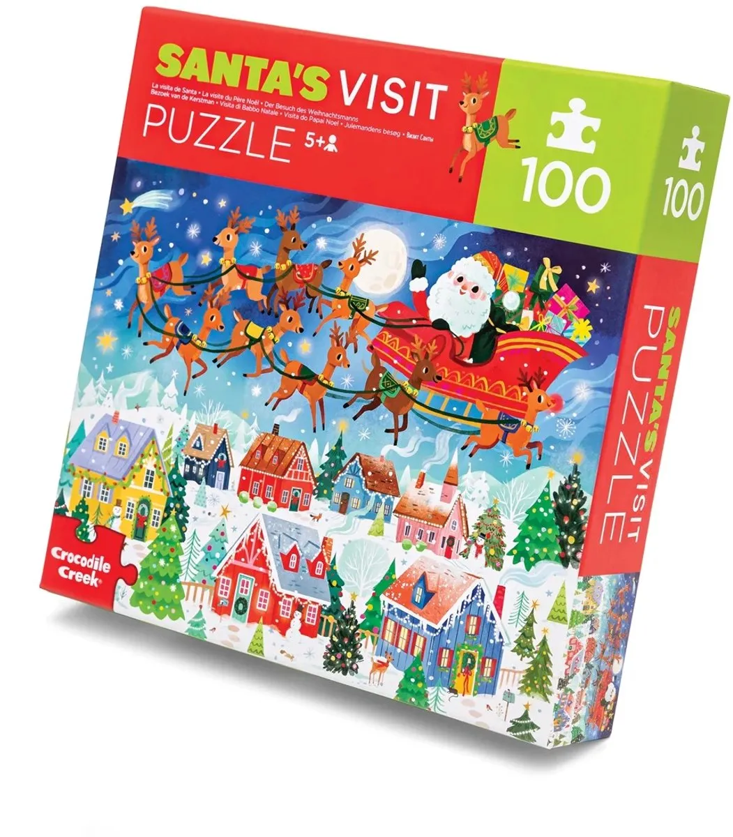 Crocodile Creek Santa's Visit Puzzel - 100 Stuks - Meerkleurig
