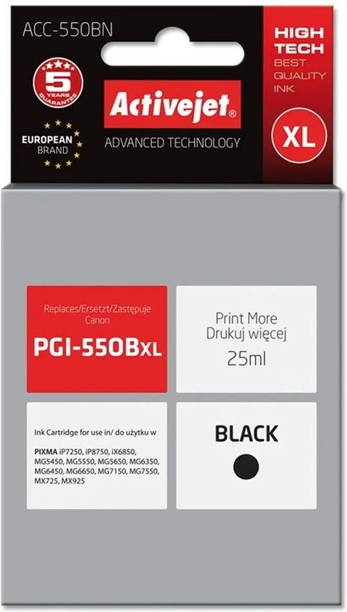 ActiveJet ACC-550BN Inktcartridge Zwart - XL - Canon - afbeelding 2 van 2