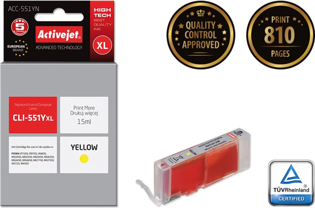 Activejet ACC-551YN Inktcartridge