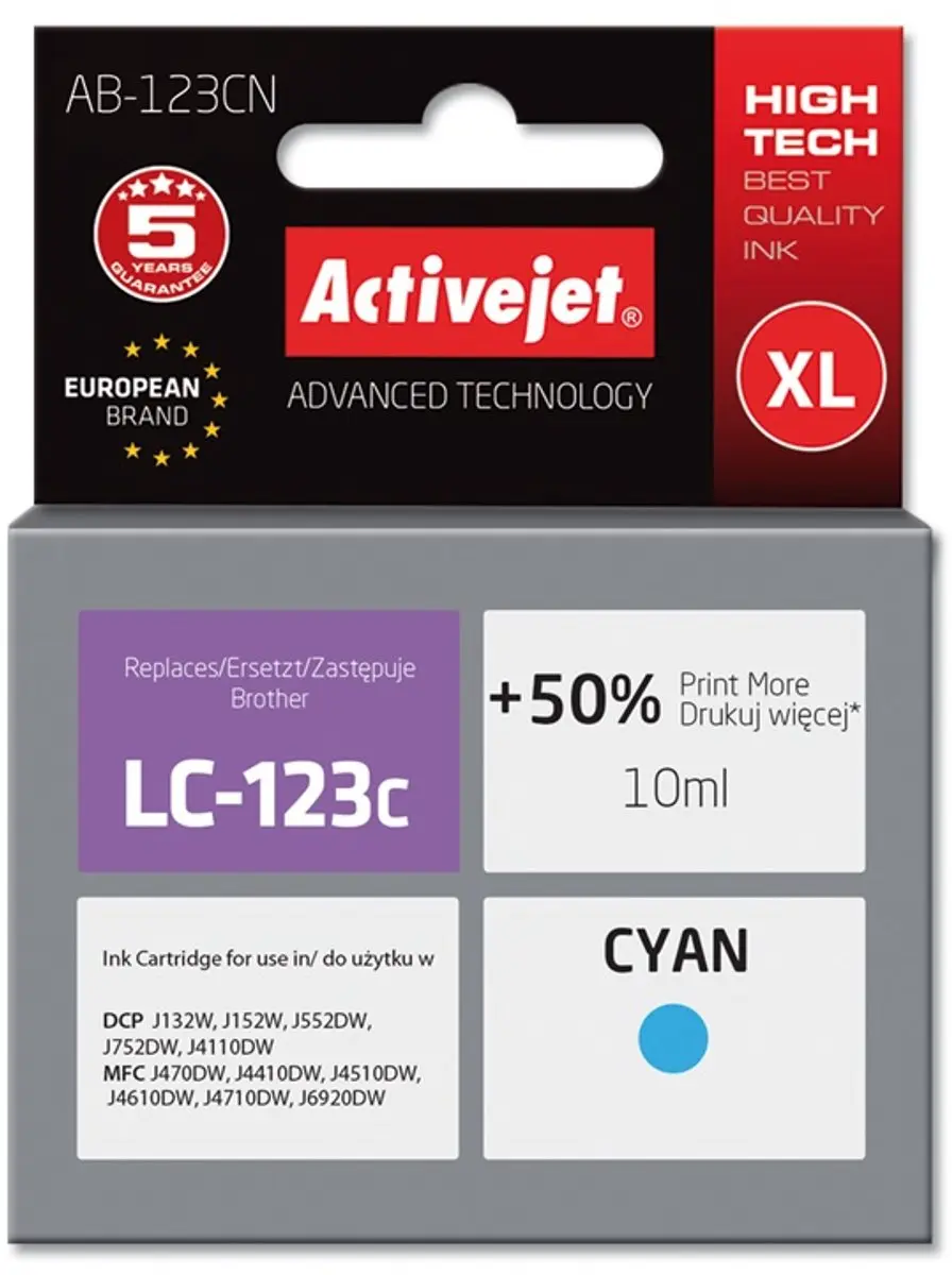 ActiveJet AB-123CN Inktcartridge Cyan voor Brother - afbeelding 2 van 3