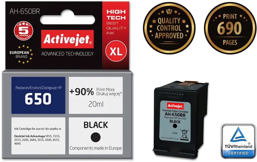 ActiveJet AH-650BR Inktcartridge - Zwart - afbeelding 2 van 5