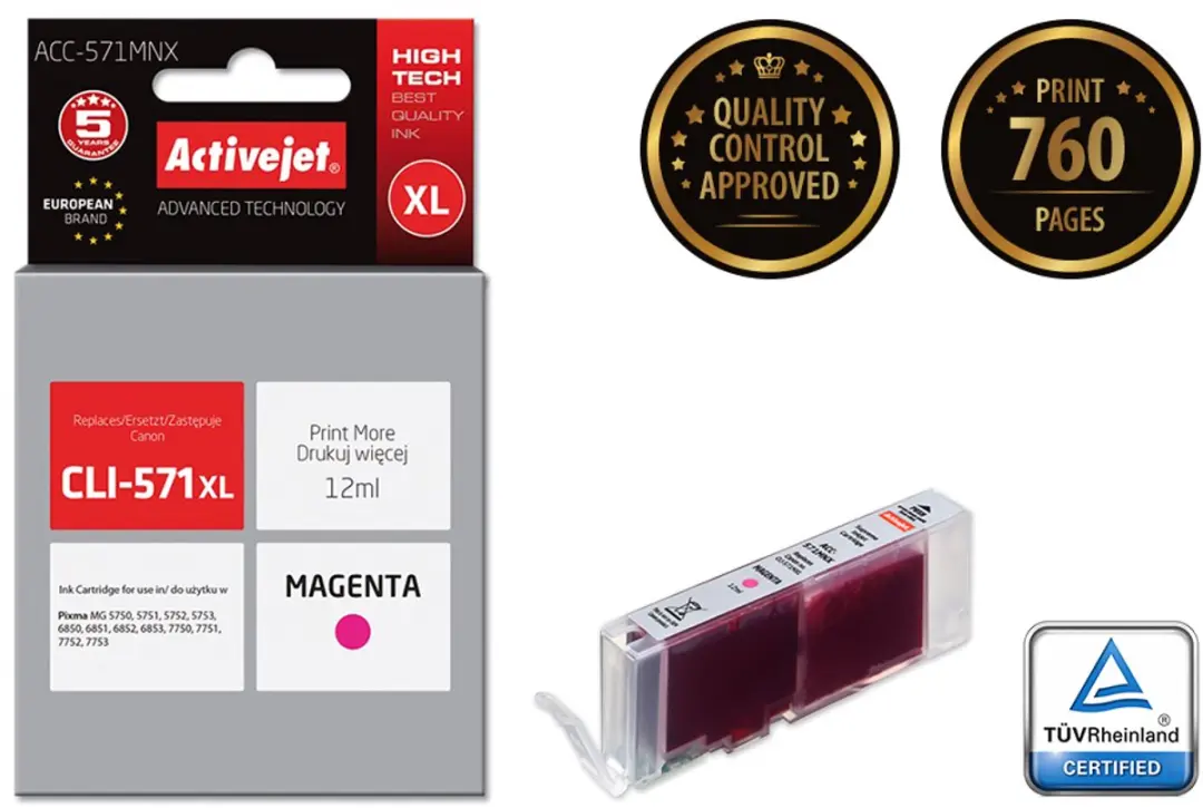 ActiveJet ACC-571MNX Inktcartridge XL - Magenta - afbeelding 5 van 6