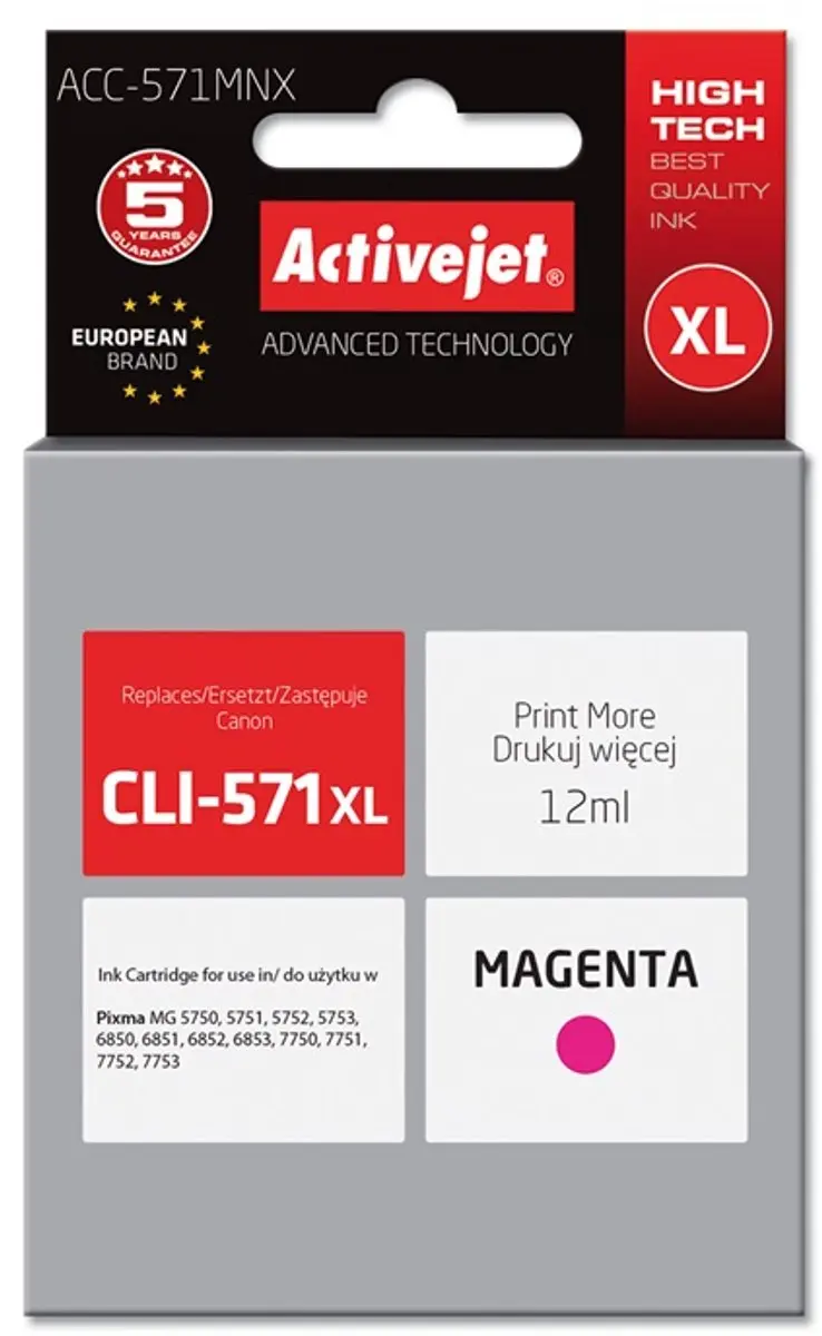 ActiveJet ACC-571MNX Inktcartridge XL - Magenta - afbeelding 2 van 6