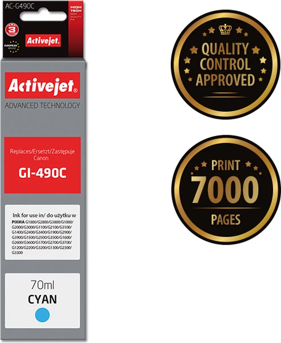 ActiveJet AC-G490C Inkt - Cyaan 70ml - afbeelding 2 van 3