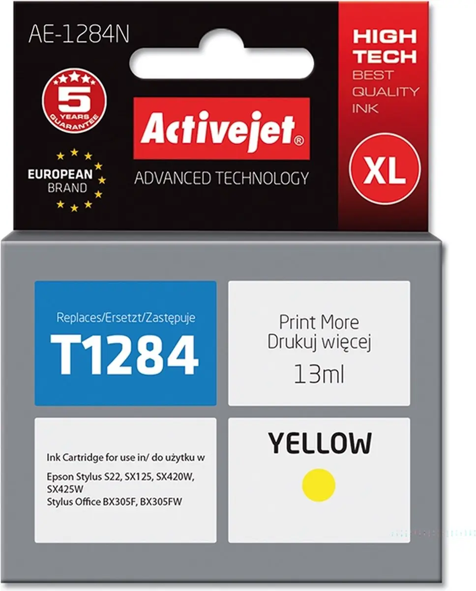 Activejet AE-1284N Inkt Geel - 13ml - afbeelding 4 van 5