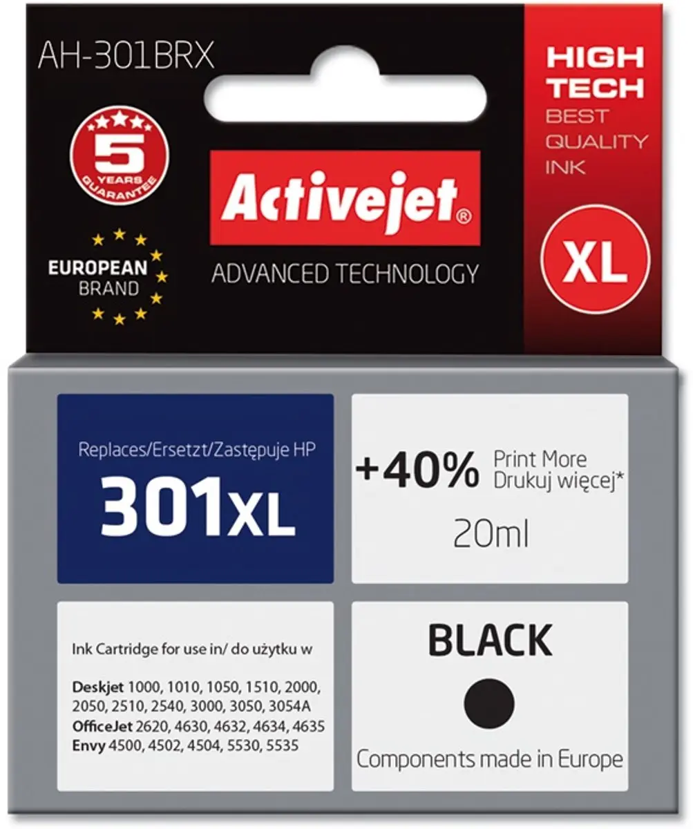ActiveJet AH-301BRX Inktcartridge - 20 ml - Zwart - afbeelding 2 van 5