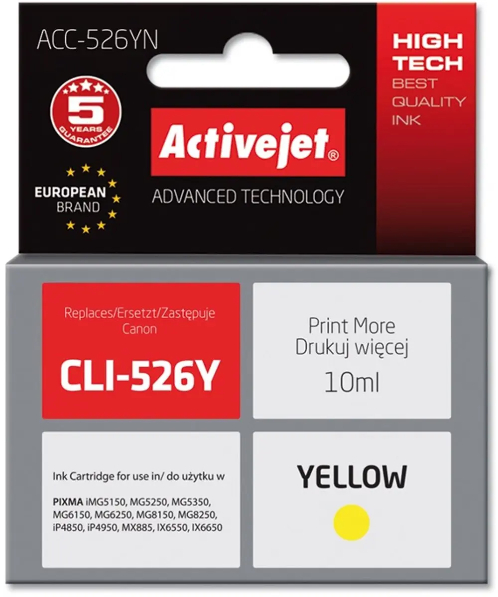 ActiveJet ACC-526YN Inktcartridge - Geel - 15ml - afbeelding 2 van 6