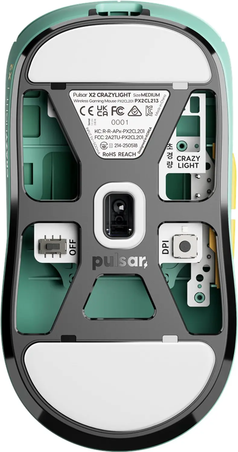 Pulsar X2 CRAZYLIGHT Medium Wireless Forest - Muis - 32.000 DPI - Groen - afbeelding 2 van 2