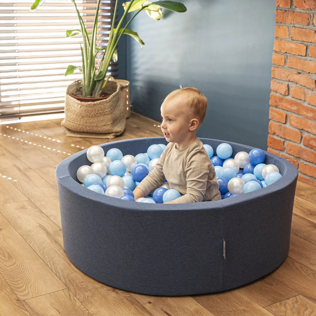 KiddyMoon Ballenbakballen Ø7cm - 50 Stuks - Babyblauw/Parelmoer