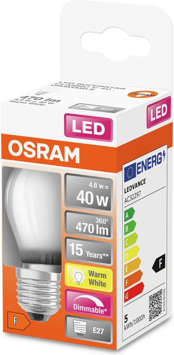 Osram LED-lamp E27 4.8W Warmwit - Mat Glas
