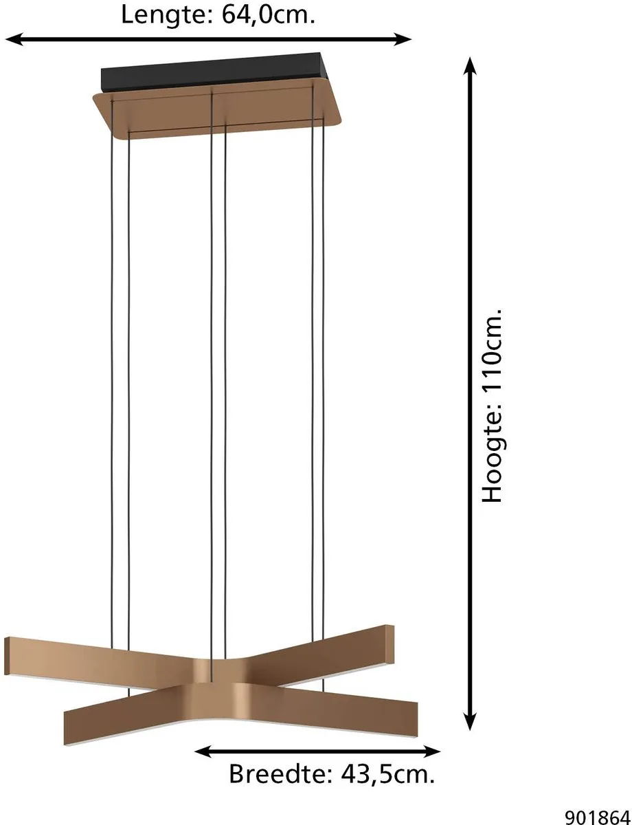 EGLO connect.z Folcino-Z Smart Hanglamp 64cm - RGB & Wit - Zigbee - Zwart/Goud/Wit