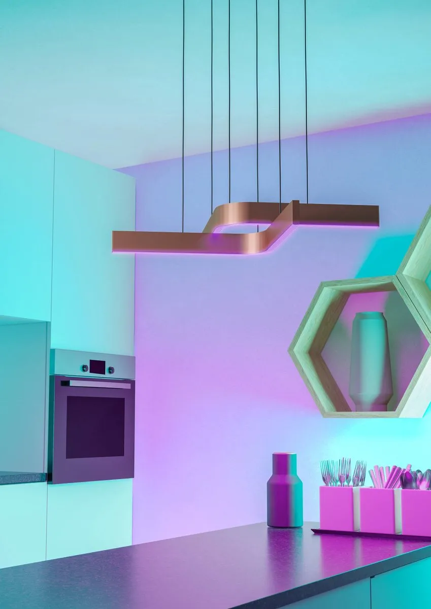 EGLO connect.z Folcino-Z Smart Hanglamp 64cm - RGB & Wit - Zigbee - Zwart/Goud/Wit