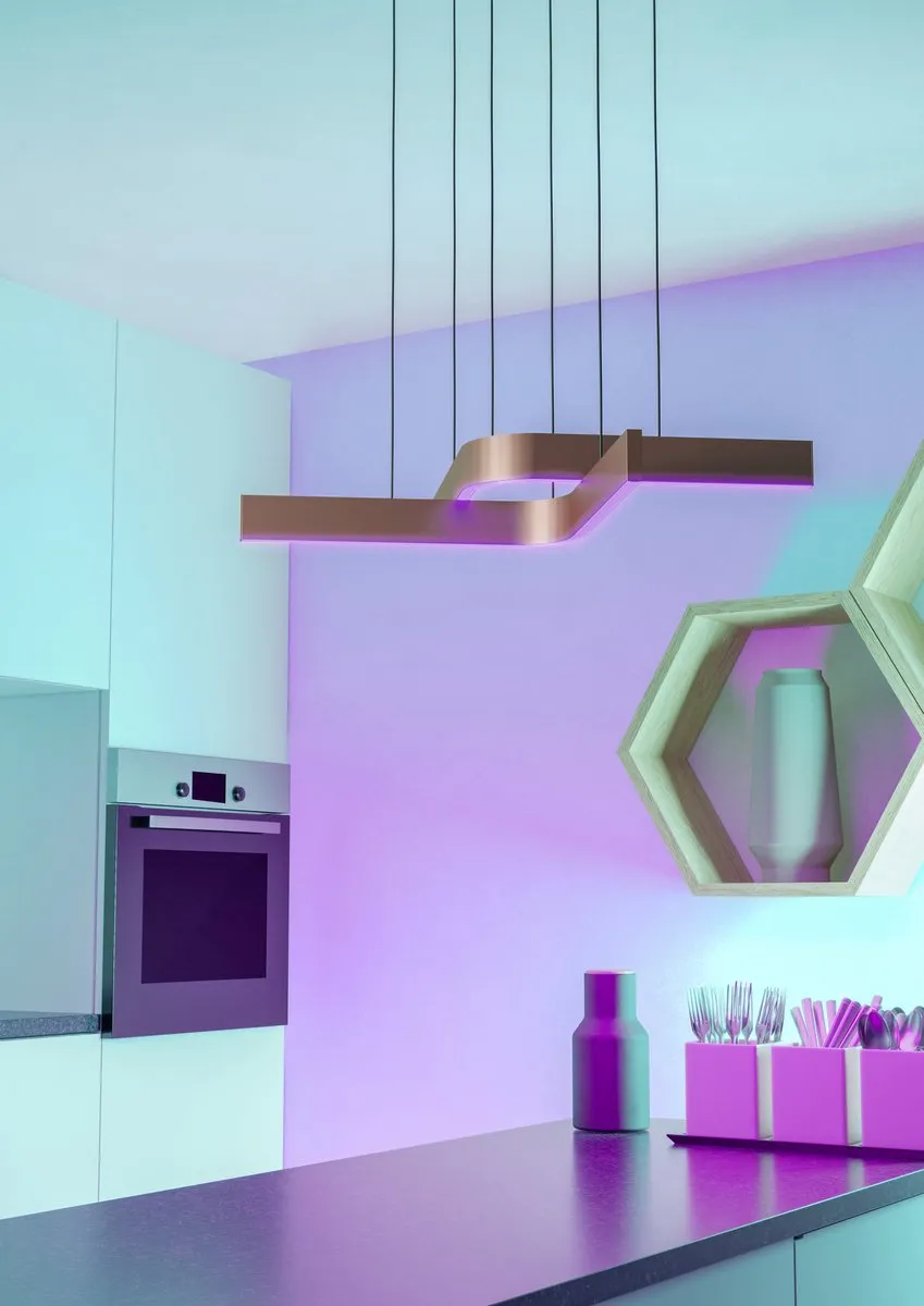 EGLO connect.z Folcino-Z Smart Hanglamp 64cm - RGB & Wit - Zigbee - Zwart/Goud/Wit