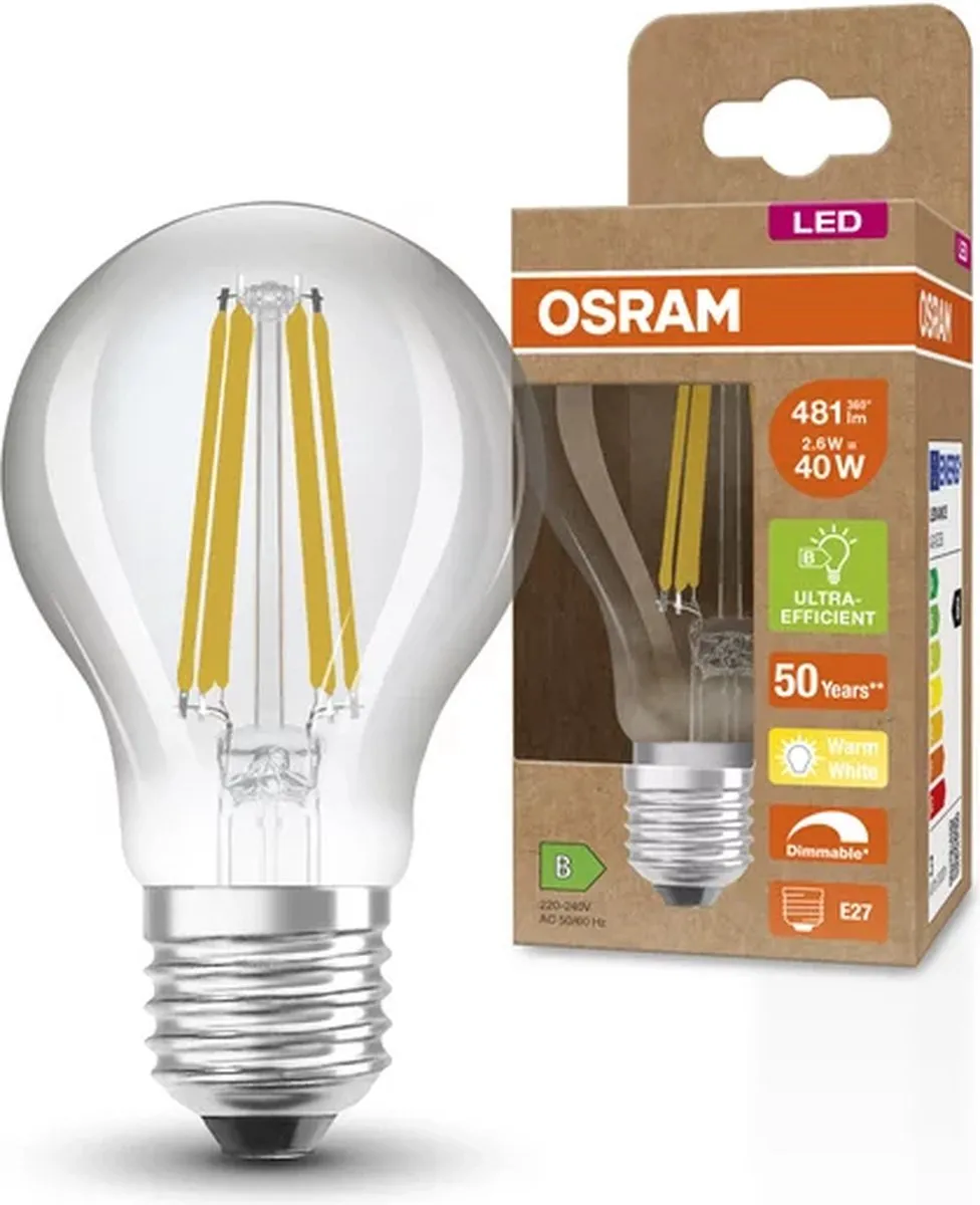 Osram LED-lamp E27 Ballon 2.6W Warmwit - 2700K