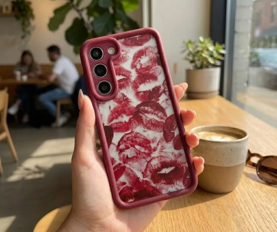NuveX Bordeaux Rood Hoesje Samsung Galaxy S23 - Lippenprint - afbeelding 3 van 4