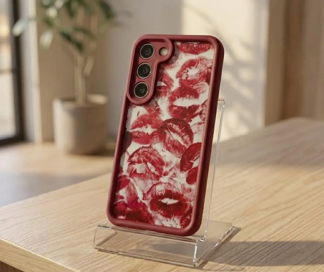 NuveX Bordeaux Rood Hoesje Samsung Galaxy S23 - Lippenprint - afbeelding 2 van 4