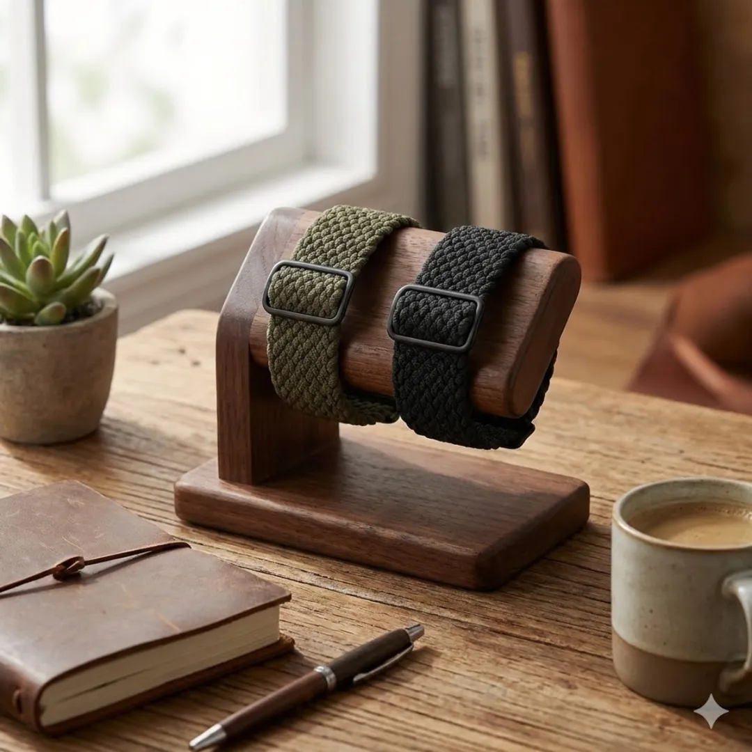 NUVEX Groen-Zwart Nylon Horloge Band - 2 Stuks - One Size