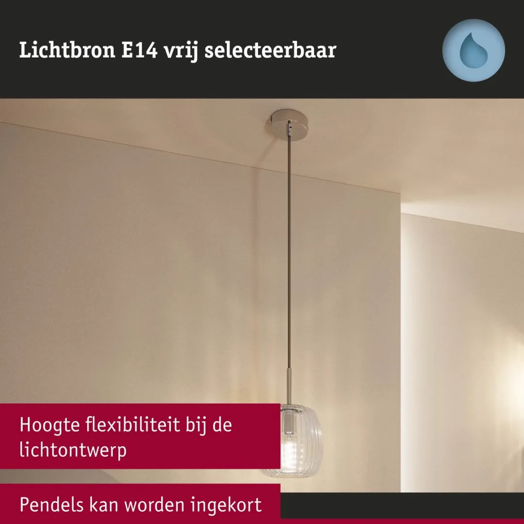 Paulmann Ruya LED Hanglamp E14 20W Glas Chroom