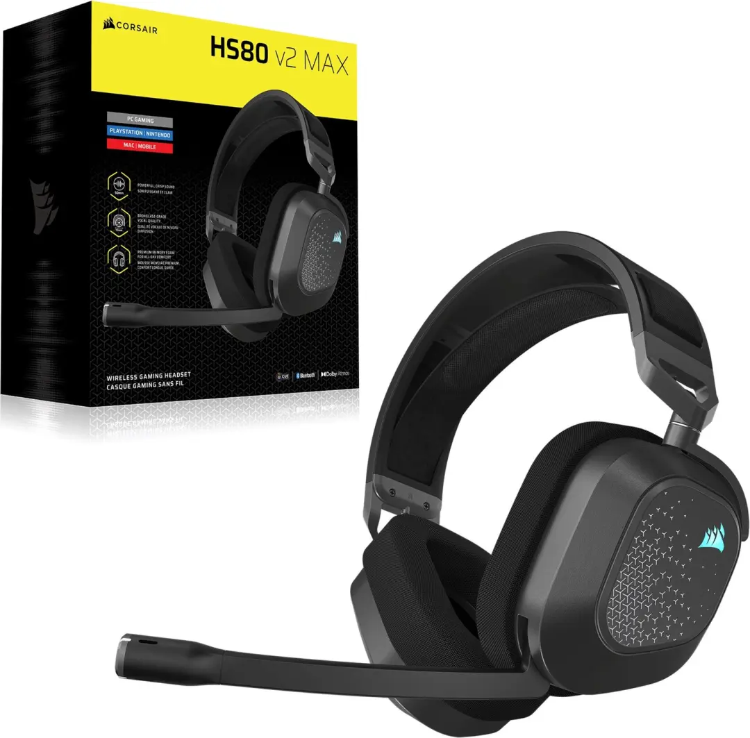 Corsair HS80 v2 MAX Draadloze Gaming Headset - Steel Gray - afbeelding 6 van 6