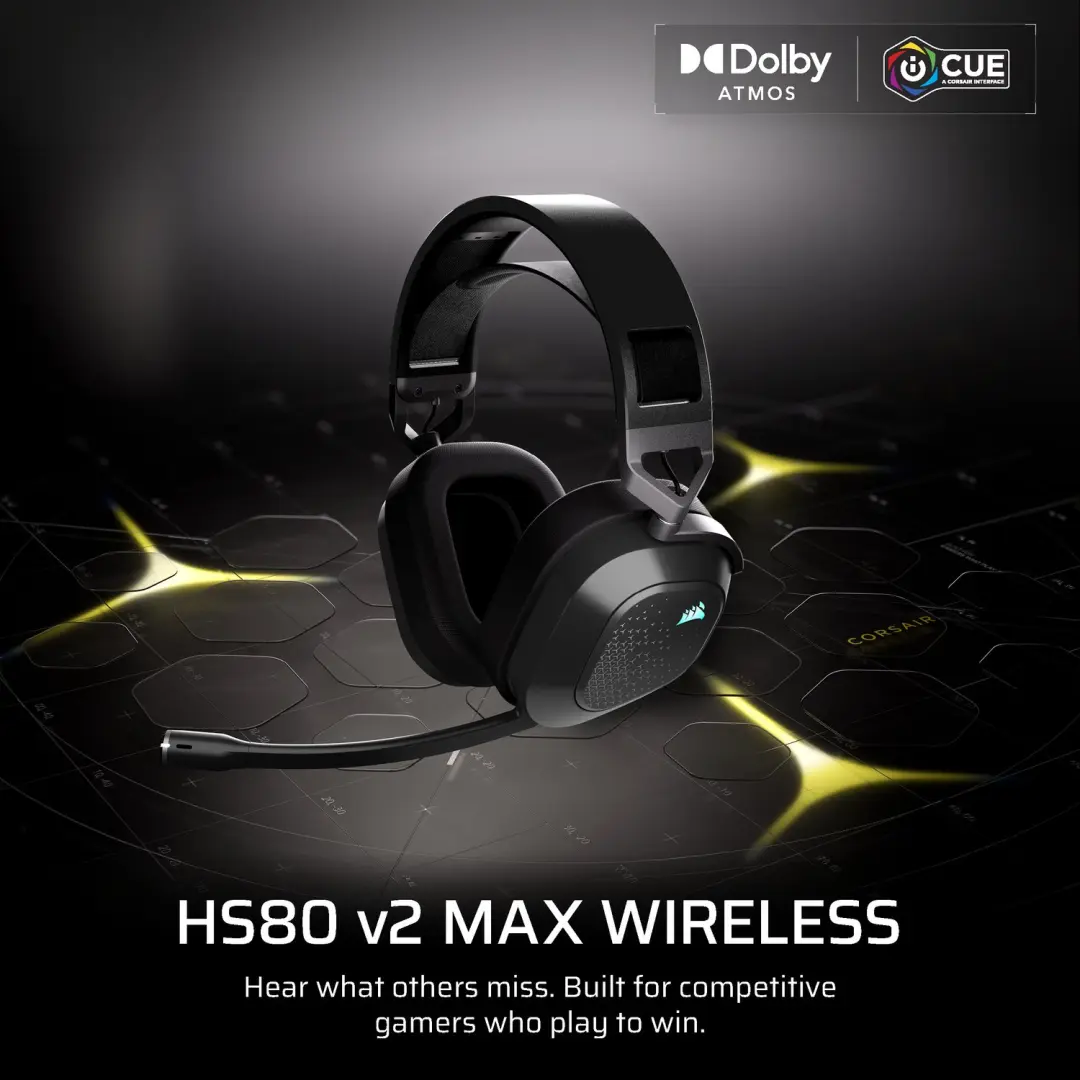Corsair HS80 v2 MAX Draadloze Gaming Headset - Steel Gray - afbeelding 4 van 6