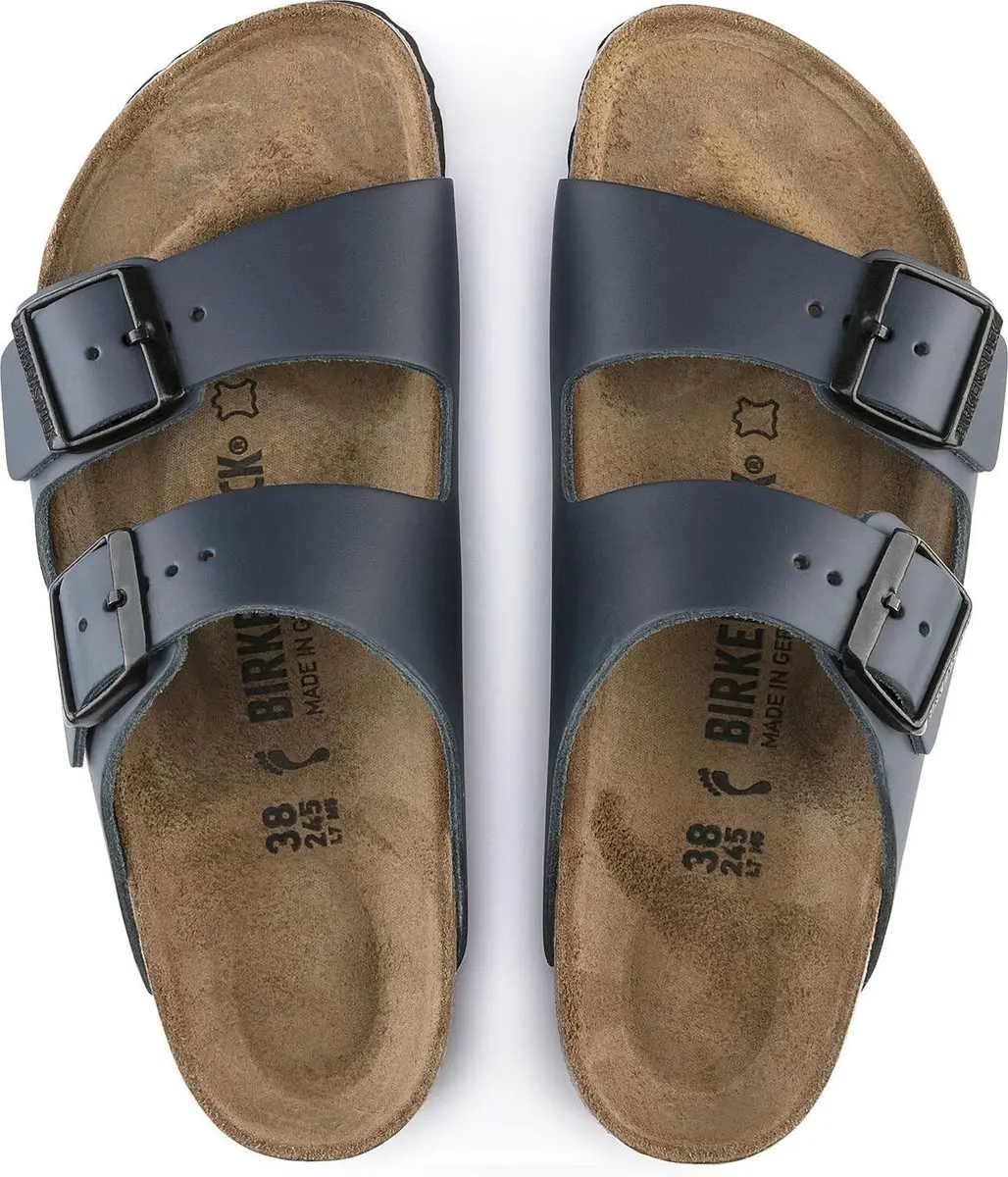 Birkenstock Arizona Slippers Blauw Leer Narrow-fit