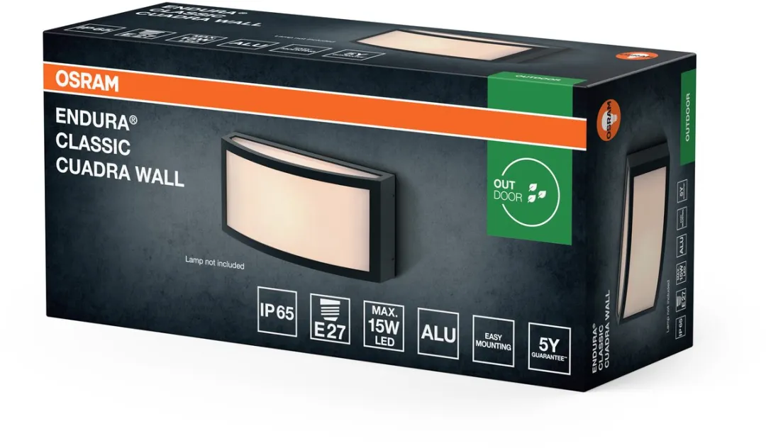Osram Endura Classic Cuadra Wandlamp E27 - Donkergrijs - IP65 - afbeelding 6 van 6