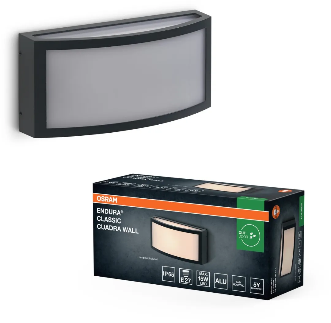 Osram Endura Classic Cuadra Wandlamp E27 - Donkergrijs - IP65