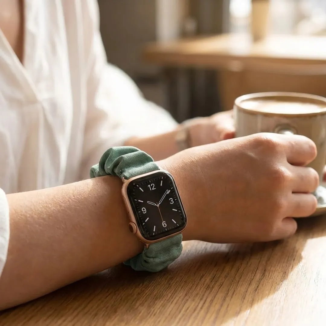 NUVEX Groen Horlogebandje Apple Watch 42-49mm - Elastisch Textiel