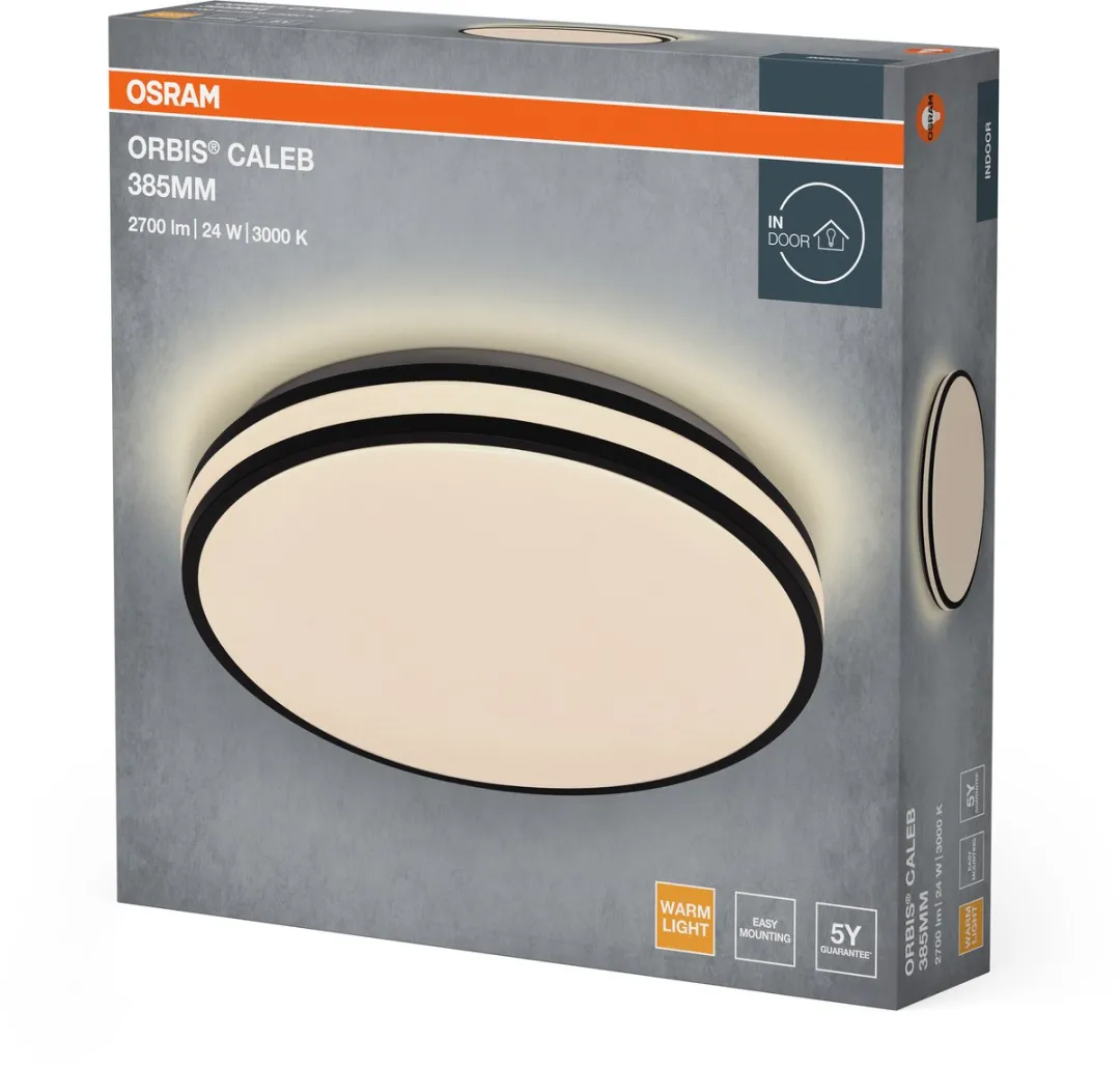 Osram Orbis Caleb LED Plafondlamp 385mm - 24W Warm Wit - Zwart