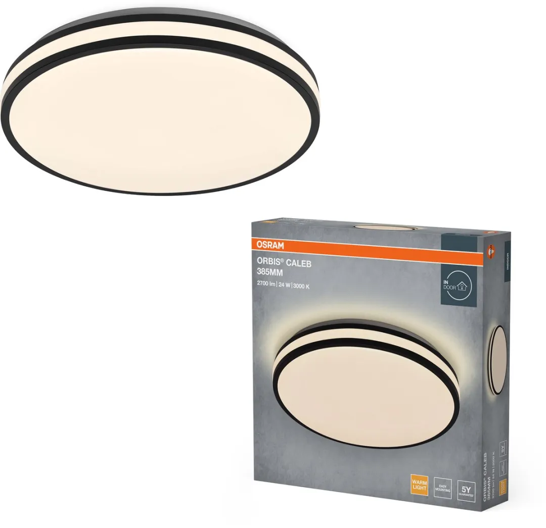Osram Orbis Caleb LED Plafondlamp 385mm - 24W Warm Wit - Zwart