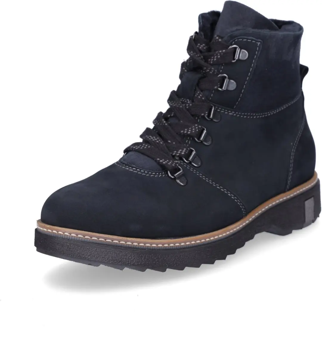 Waldläufer dames leren veterboot blauw 4.5