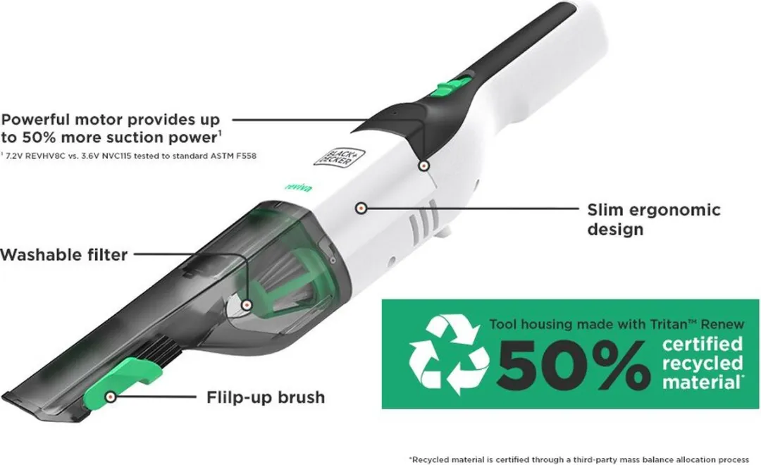 BLACK+DECKER Reviva REVHV8C-QW Kruimeldief - 19 Airwatts - Wit/Zwart/ Groen