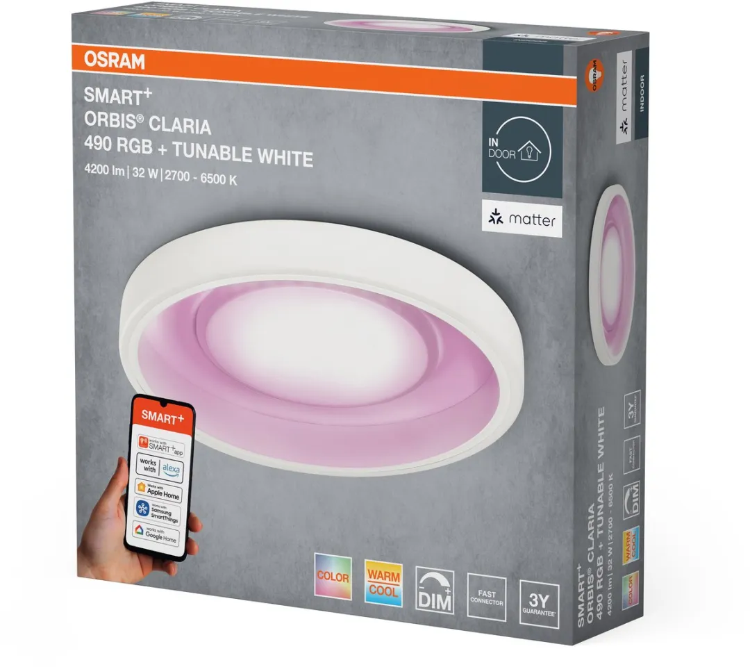 Osram SMART+ Matter Claria LED Plafondlamp 32W RGB+TW