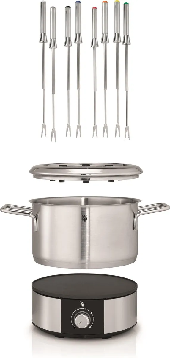 WMF Lono Fonduepan 1400W - 1.5L - 8 Fonduevorkjes - Zilver