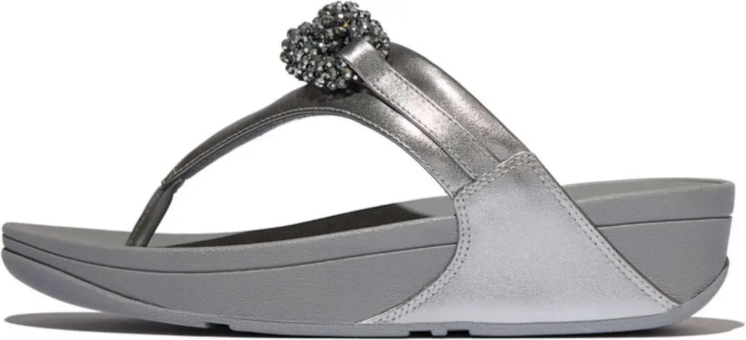 FitFlop FitFlop Lulu Beaded-Chain Leather Toe-Post Sandals GROEN