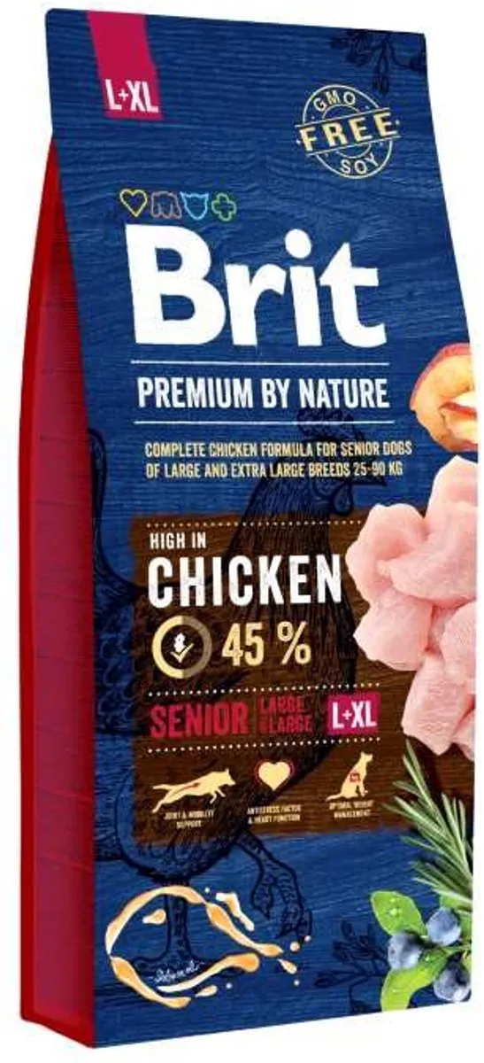 Brit Premium By Nature Senior Large/XL Hondenvoer Kip 15kg