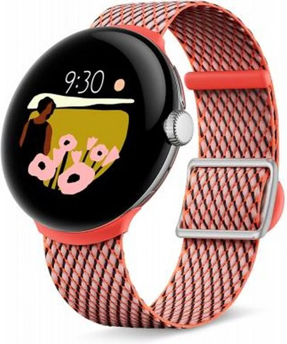 Google Pixel Watch Gevlochten Armband - Koraalrood