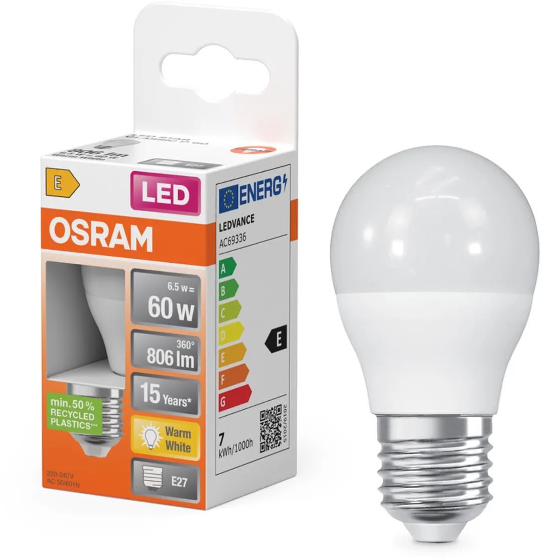 Osram LED Miniball E27 7.5W Warm Wit Mat - 1 Stuk