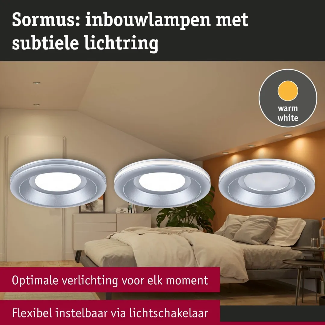 Paulmann Sormus LED-inbouwlamp 4,8W 300lm IP65 - 100mm - Chroom mat