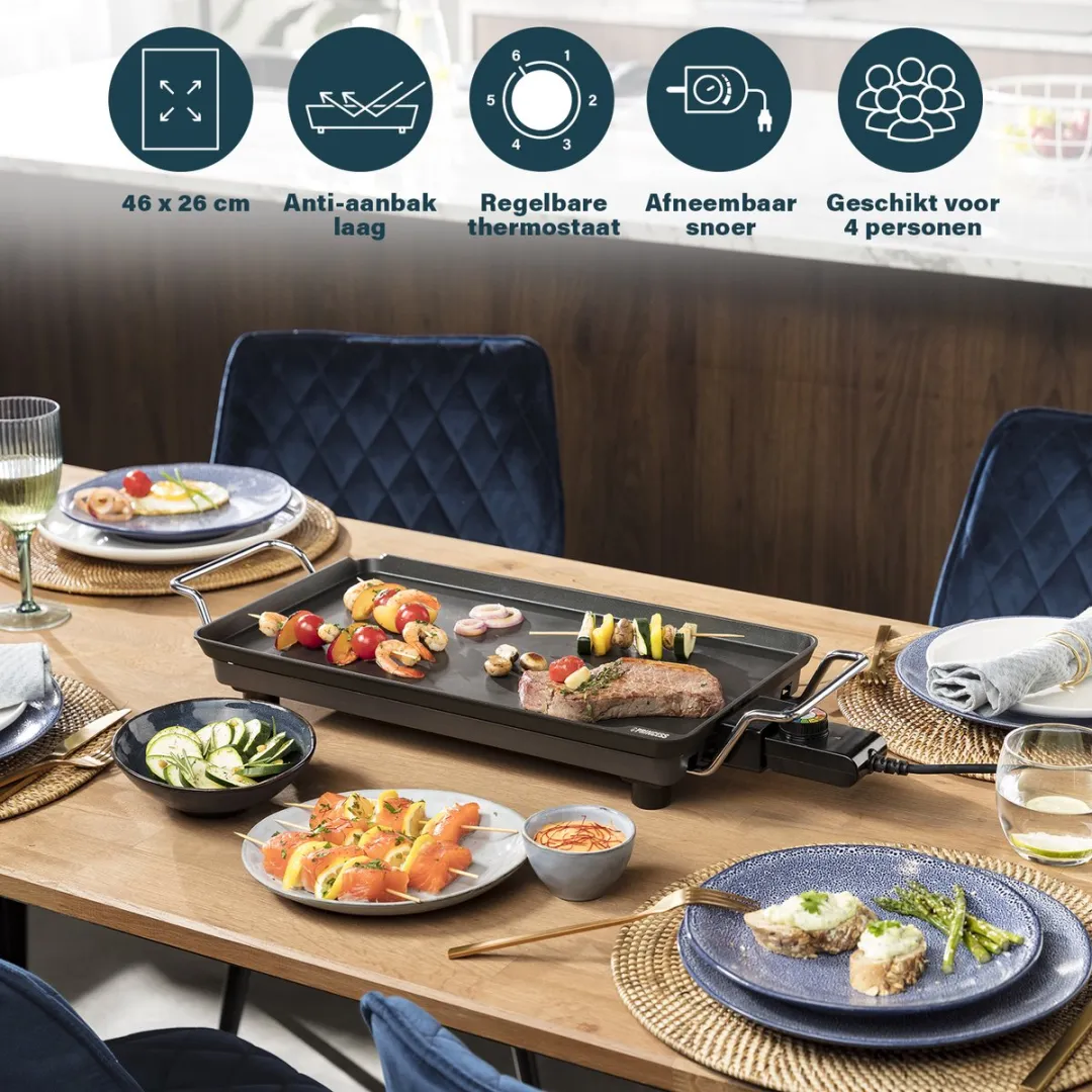 Princess Table Chef Pro Bakplaat 2000W - 46x26cm - Zwart