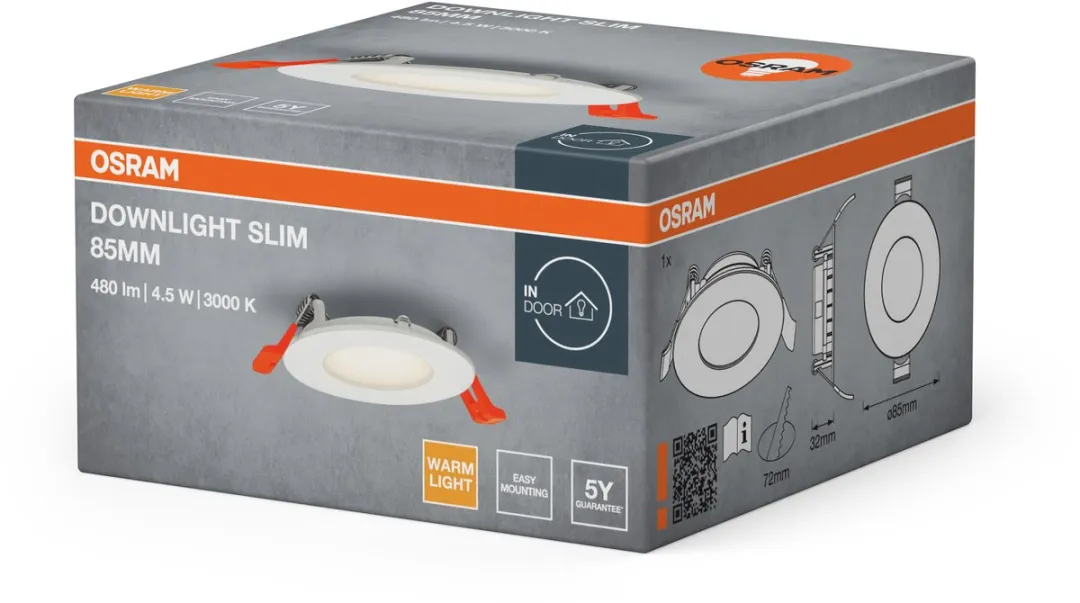 Osram Downlight Slim 85mm LED 4.5W 3000K - 240 Lumen - Wit