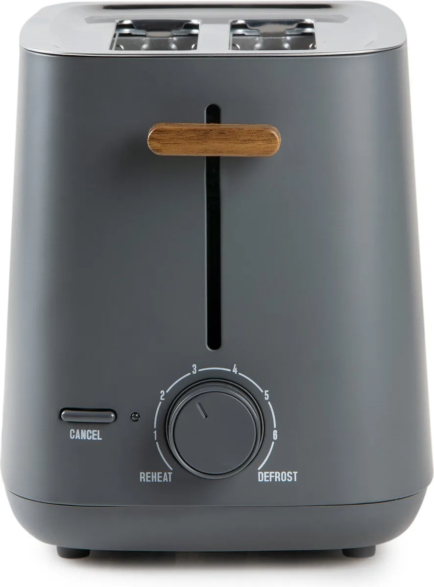 Domo DO965T Broodrooster Wood You - 2 Toasts 1000W - Matgrijs
