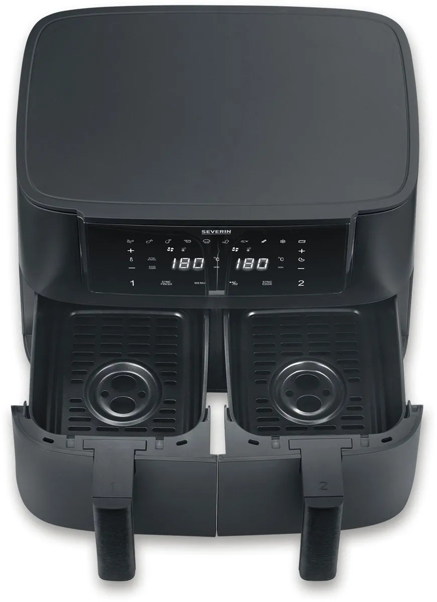 Severin Black Line FR 2463 Dual Airfryer - 2x 4L - 11 Programma's - 2600W - Zwart