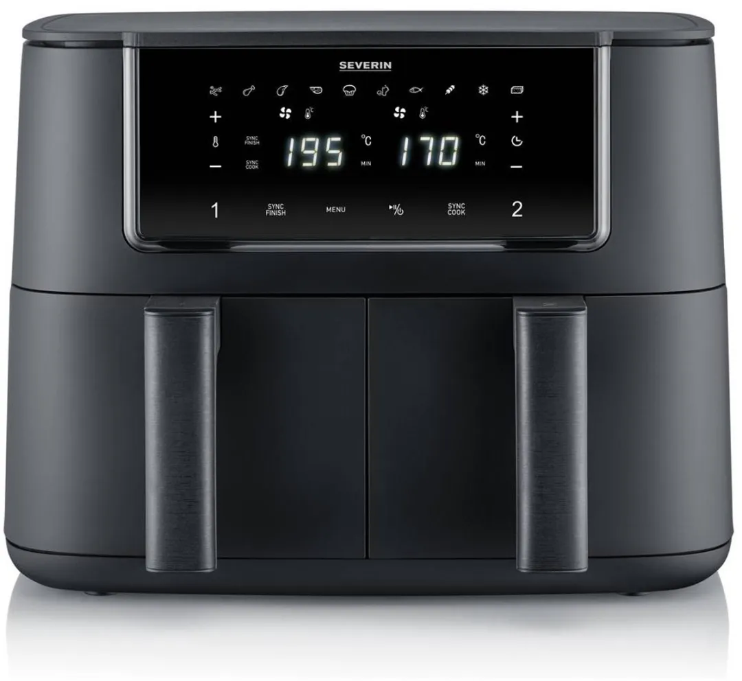 Severin Black Line FR 2463 Dual Airfryer - 2x 4L - 11 Programma's - 2600W - Zwart
