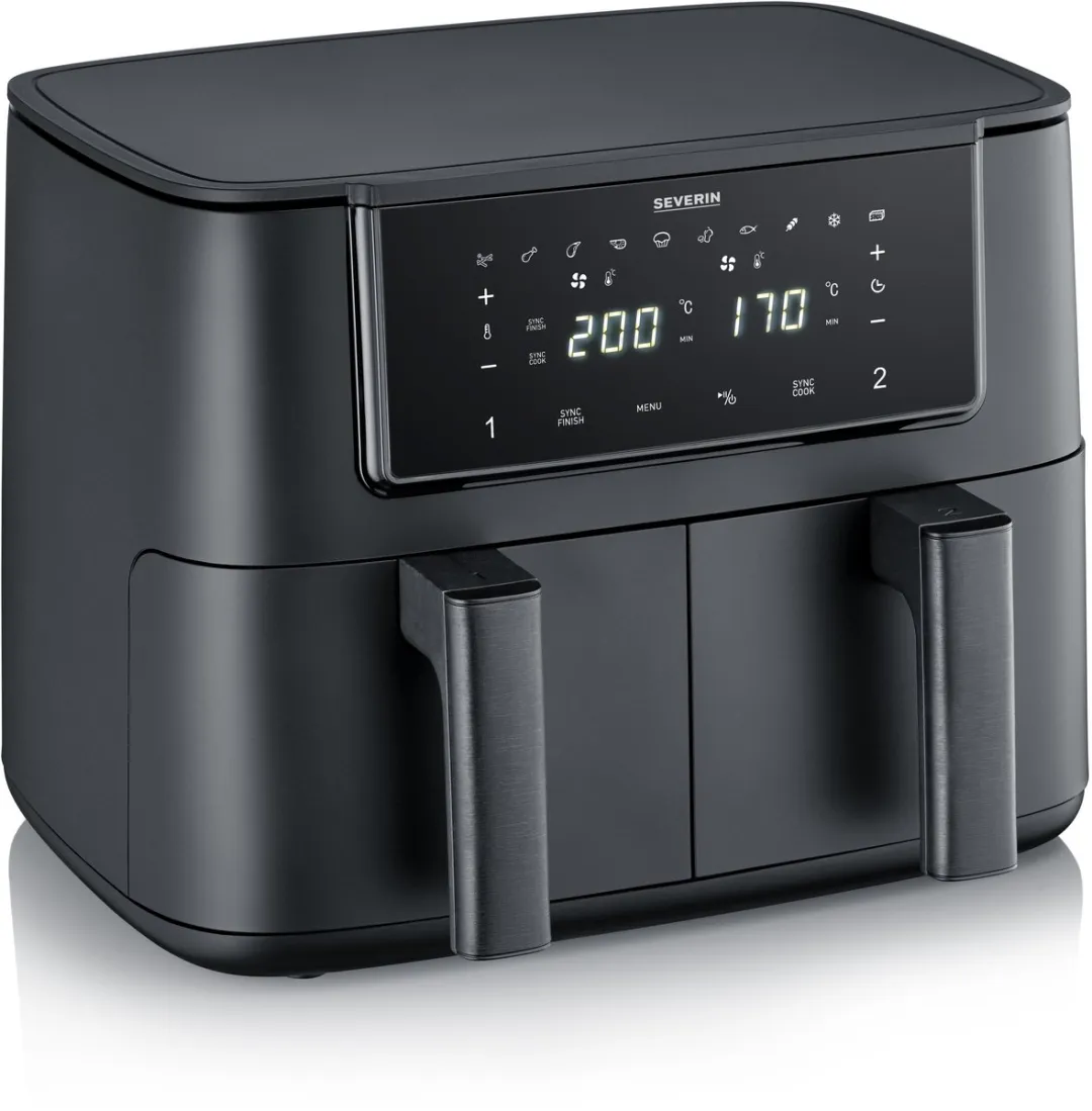 Severin Black Line FR 2463 Dual Airfryer - 2x 4L - 11 Programma's - 2600W - Zwart