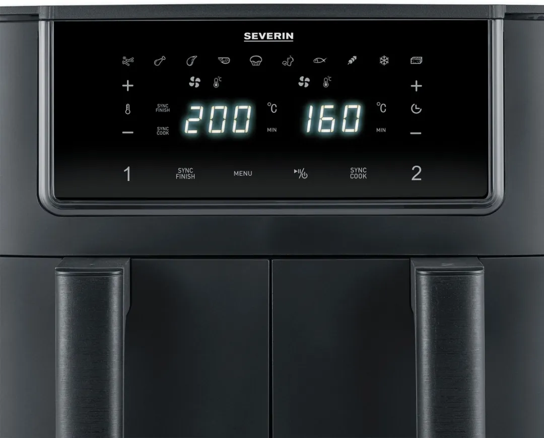 Severin Black Line FR 2463 Dual Airfryer - 2x 4L - 11 Programma's - 2600W - Zwart