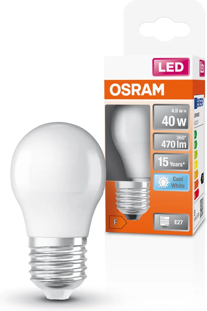 Osram LED Miniball 4.9W E27 Koelwit Mat - 1 Stuks