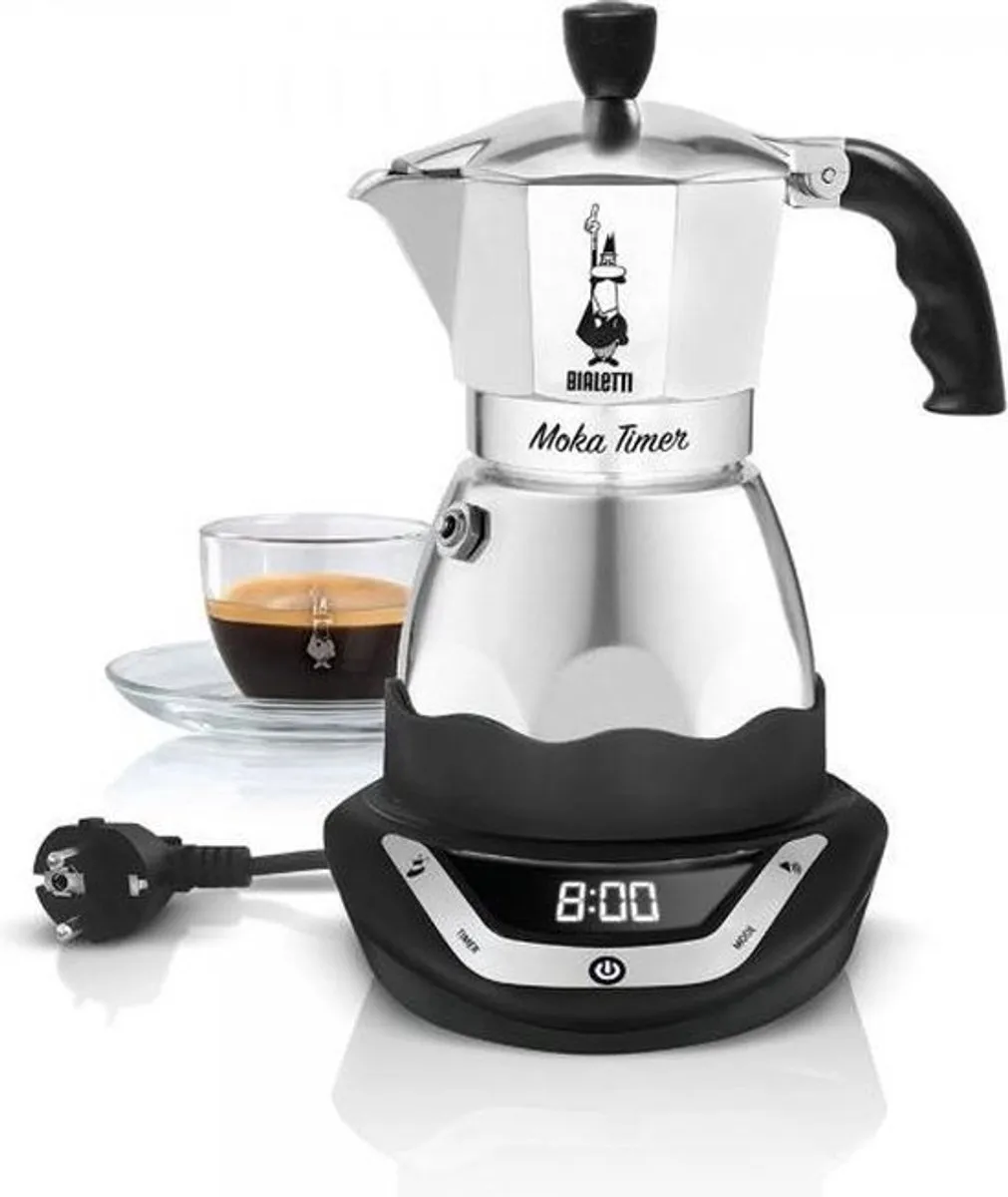 Bialetti Easy Timer Moka espressomaker - Percolator - 6 kops - Elektrisch - Aluminium