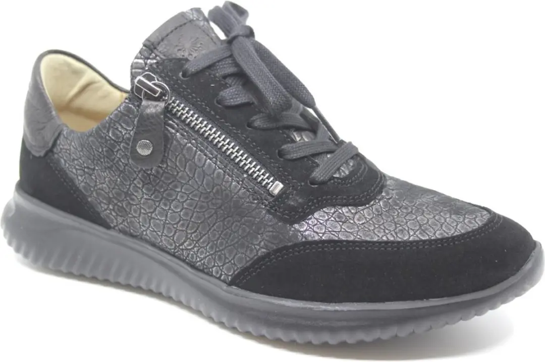 Hartjes, 162.1141/34 01.15, Zwarte dames sneaker wijdte G